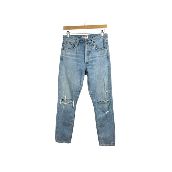Agolde Women’s Jaime High Rise Distressed Straight Jeans in Light Wash Size 26 - Picture 1 of 11